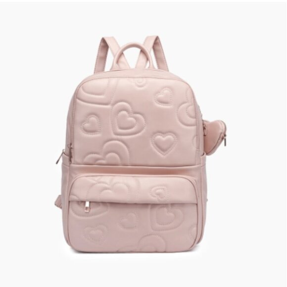 Crush Embossing Heart Quilted Backpack main image 8